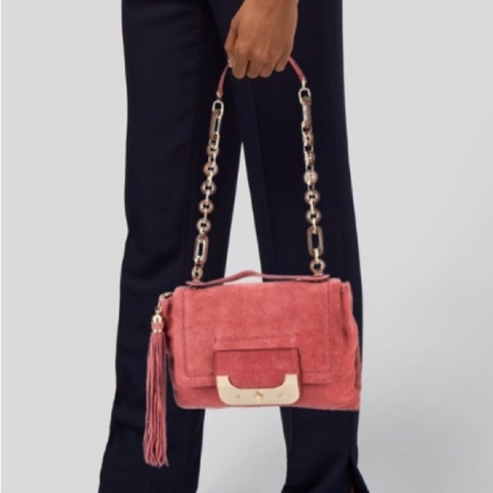 Brand New DVF Peach Suede Tassel Shoulder Bag & Gold Hardware, Hand Carry Handle